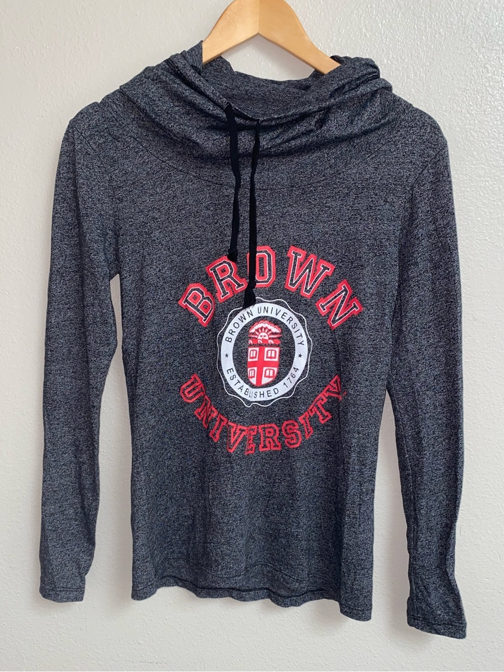 Brown University Heather Gray Cowl Neck Hoodie Sweatshirt Size Small